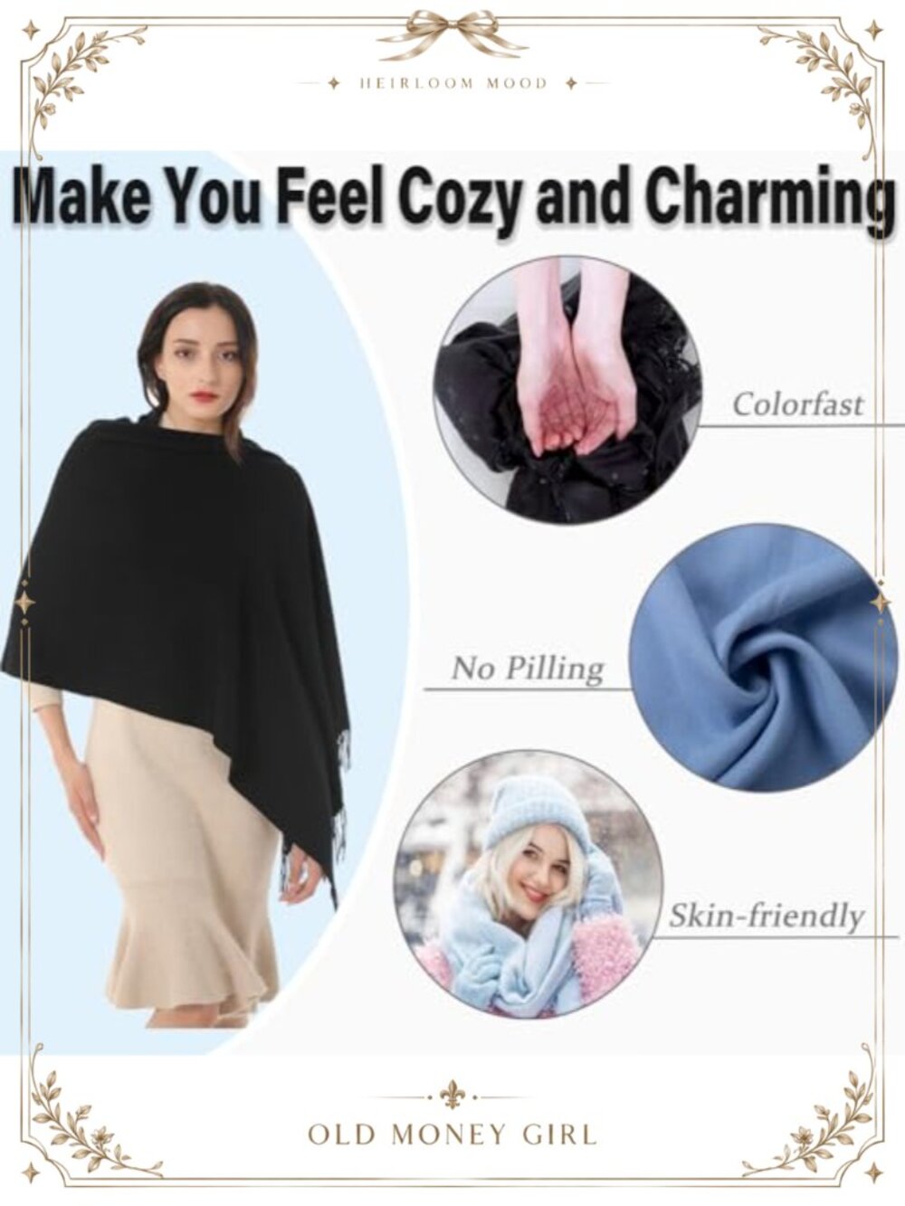 Large Pashmina Shawl Wrap Oversized Scarf for Women Evening Wedding - Picture 2 of 6